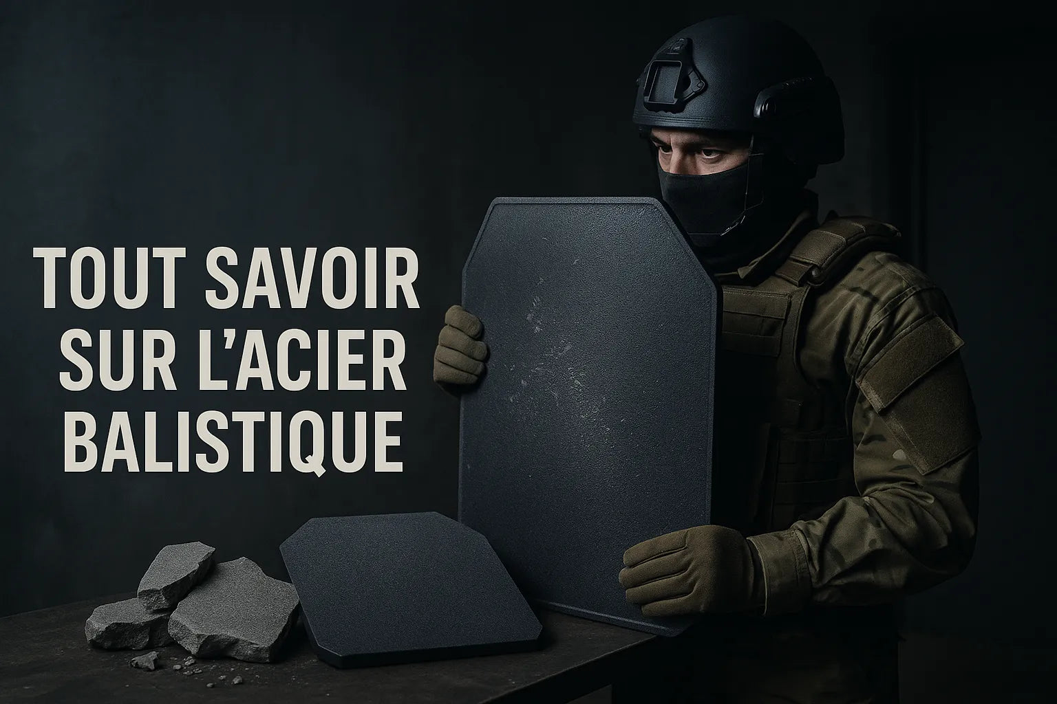 Soldat qui prends une plaque en Acier Balistique