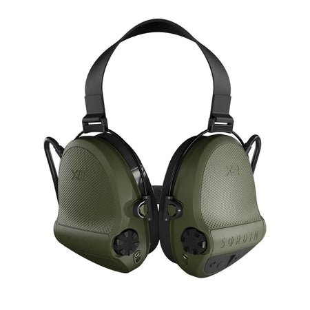 Casque anti-bruit Suprême X2 BT vert olive serre-nuque tissu noir vue de face