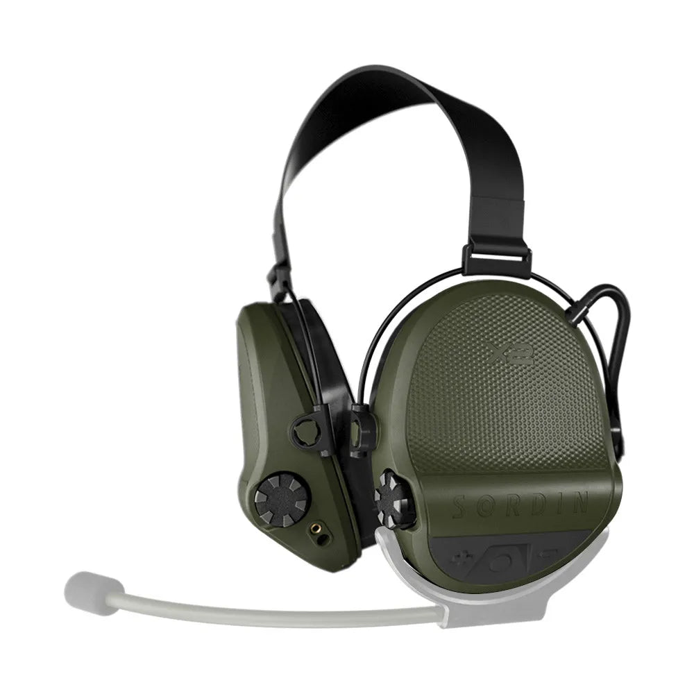 Casque anti-bruit Suprême X2 BT vert olive serre-nuque tissu noir
avec microphone