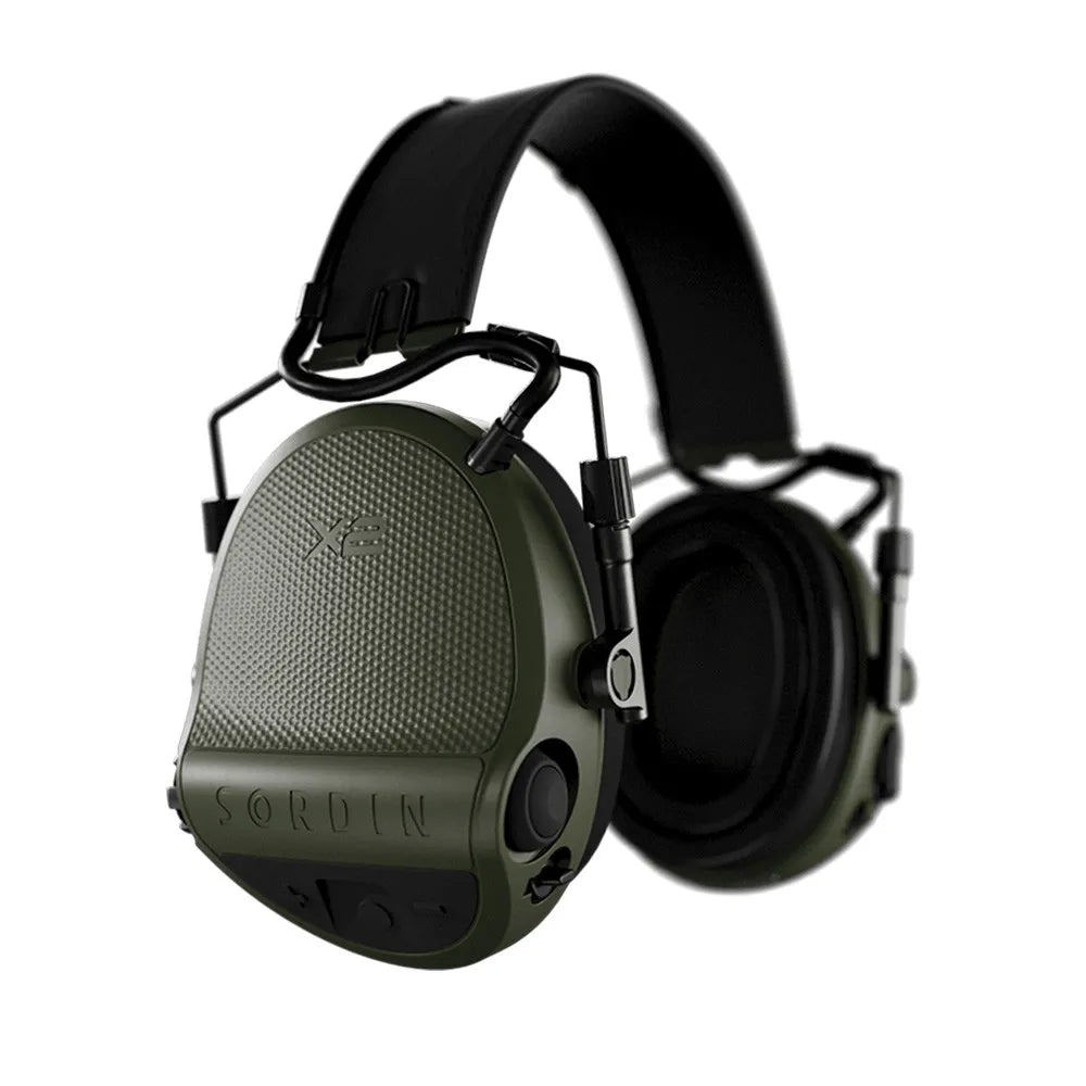 Casque anti-bruit Suprême X2 BT Vert Olive serre-tête cuir noir vue de coté