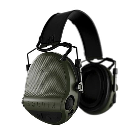 Casque anti-bruit Suprême X2 BT Vert Olive serre-tête cuir noir vue de coté