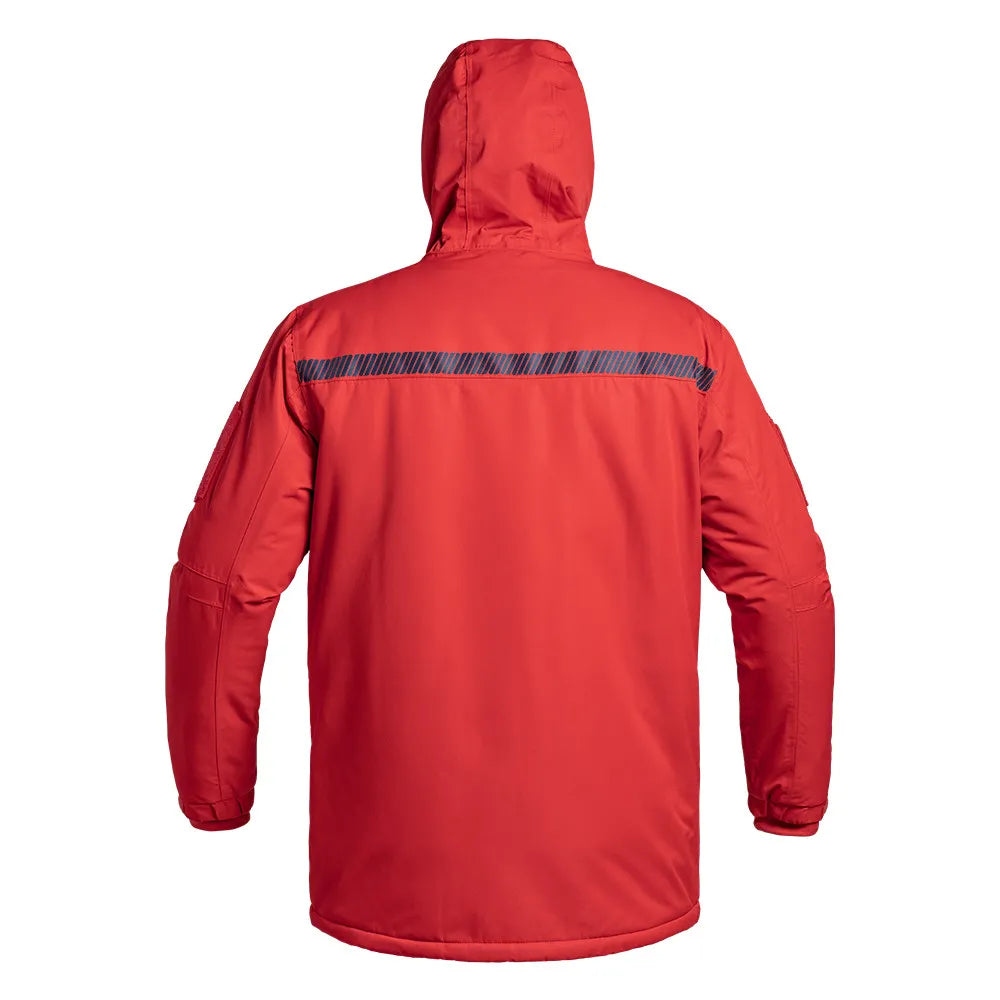 Parka Hardshell SÉCU-ONE WF 150 Sécurité Incendie rouge vue de dos avec bande réfléchissante
