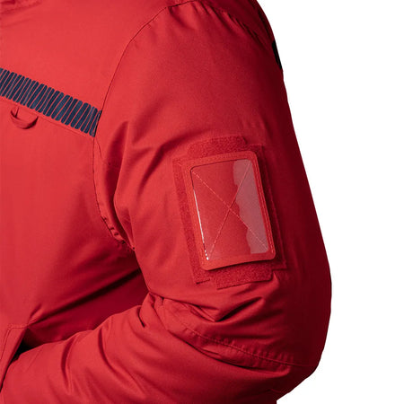 Parka Hardshell SÉCU-ONE WF 150 Sécurité Incendie rouge vue du porte carte bras