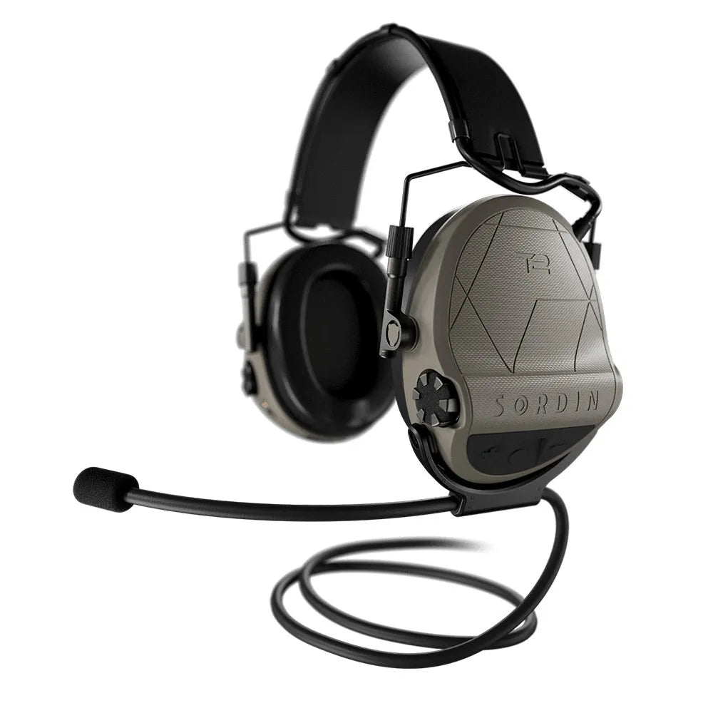 Casque anti-bruit Suprême T2 tan serre-tête tissu noir avec micro ANTAM