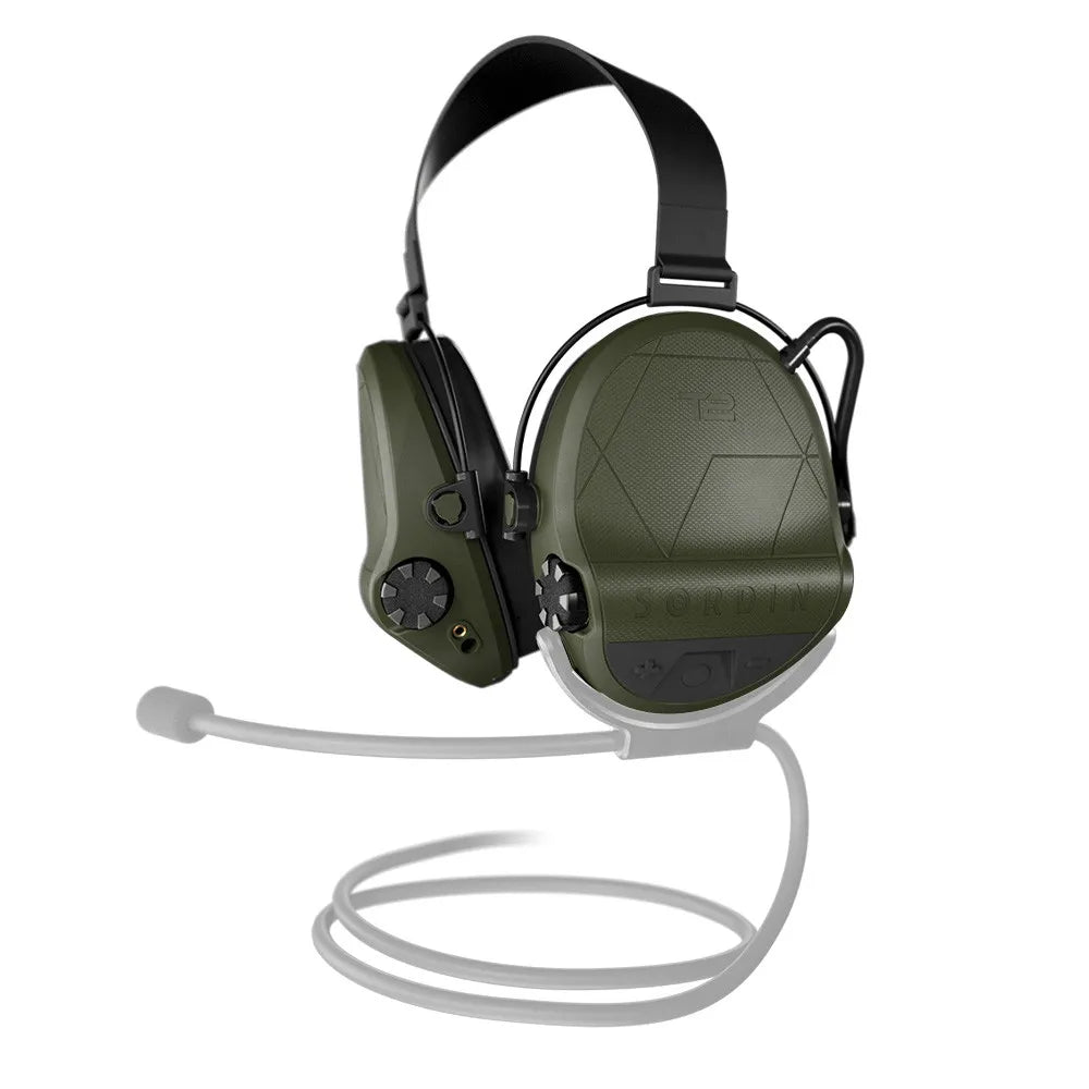 Casque anti-bruit Suprême T2 vert olive serre-nuque tissu noir support micro