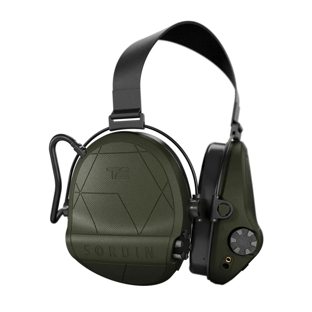Casque anti-bruit Suprême T2 vert olive serre-nuque tissu noir marque sordin