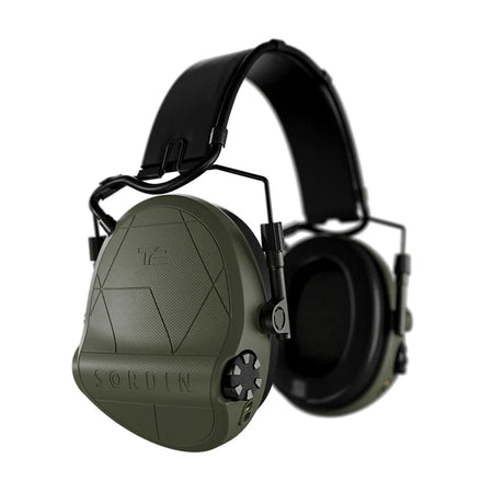 Casque anti-bruit Suprême T2 vert olive serre-tête cuir noir marque SORDIN
