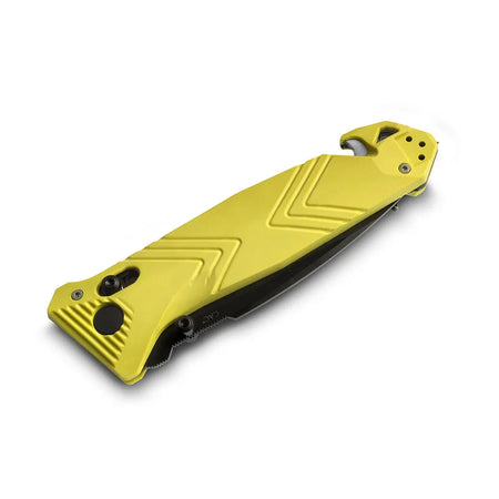 Couteau tactique pliable de poche Cac serration PA6 Jaune plié