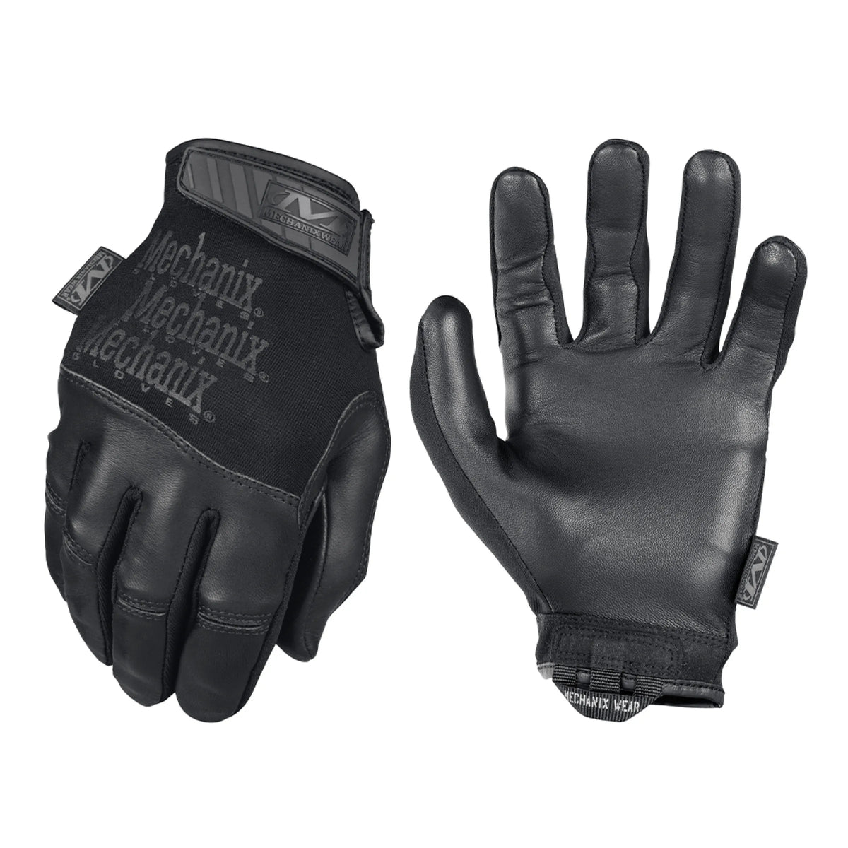 Gants d'intervention en cuir Recon noir avant et arrière