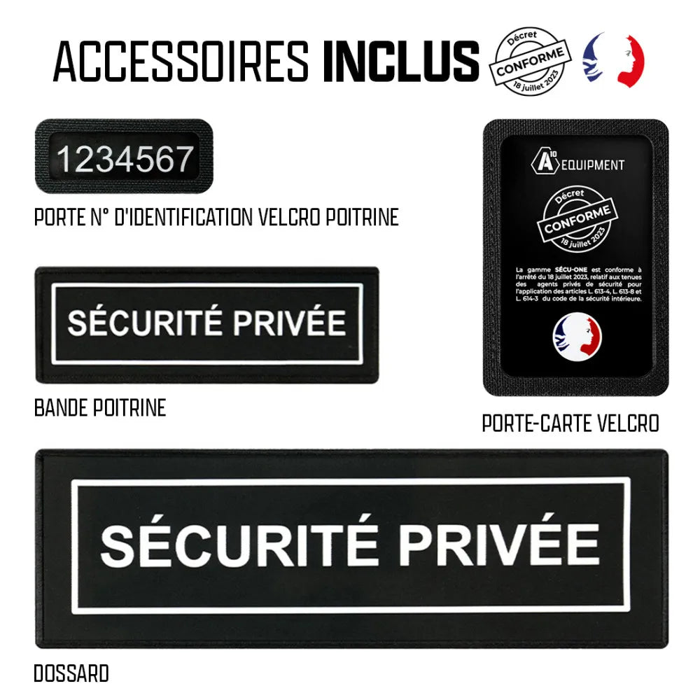 Paques indentifications pour Veste Polaire Sécurité Privée SÉCU-ONE HV-TAPE noir