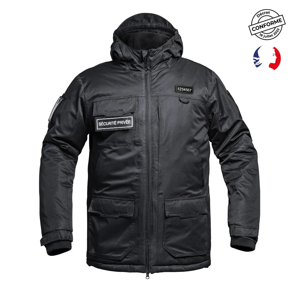 Parka Sécurité Privée Hardshell SÉCU-ONE WF 150 flap noir A10