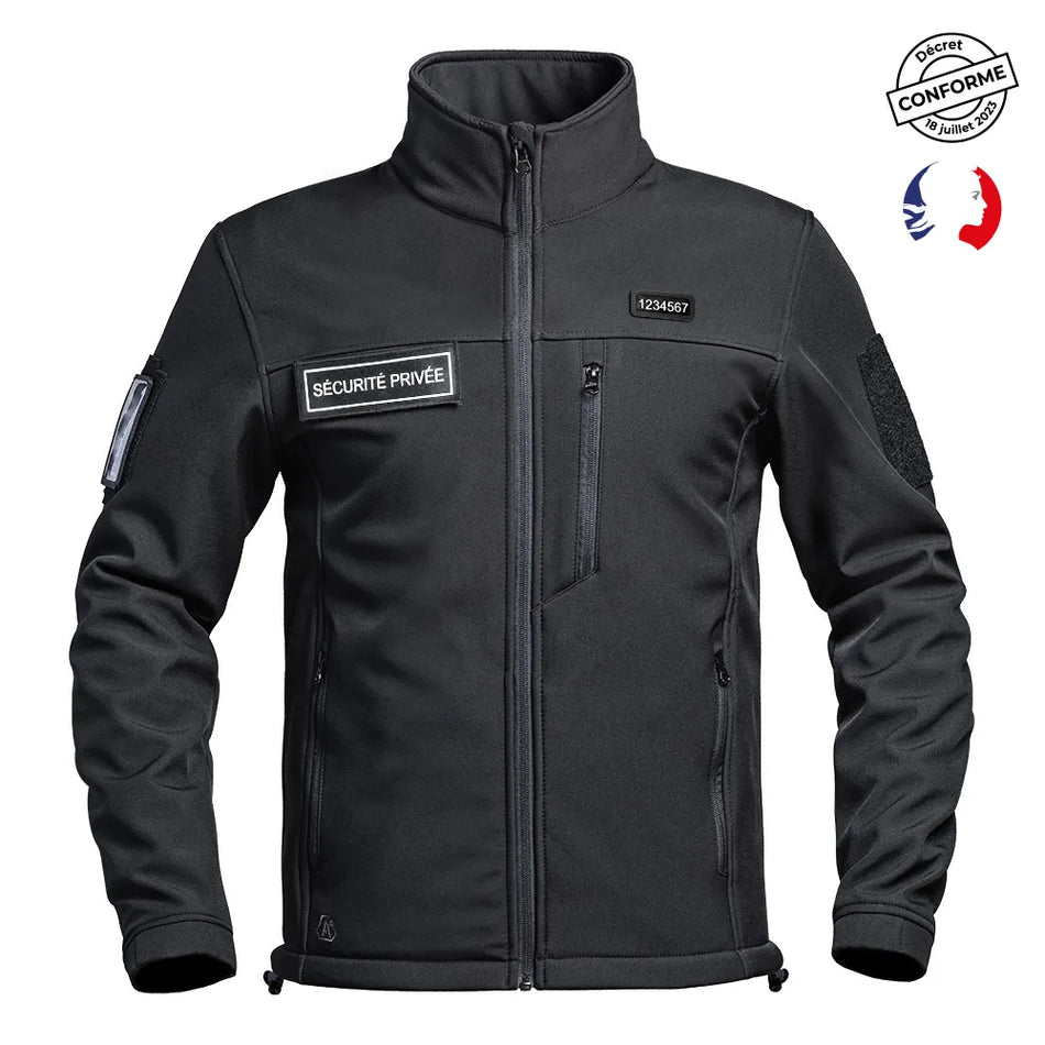 Veste Sécurité Privée Softshell SÉCU-ONE flap noir