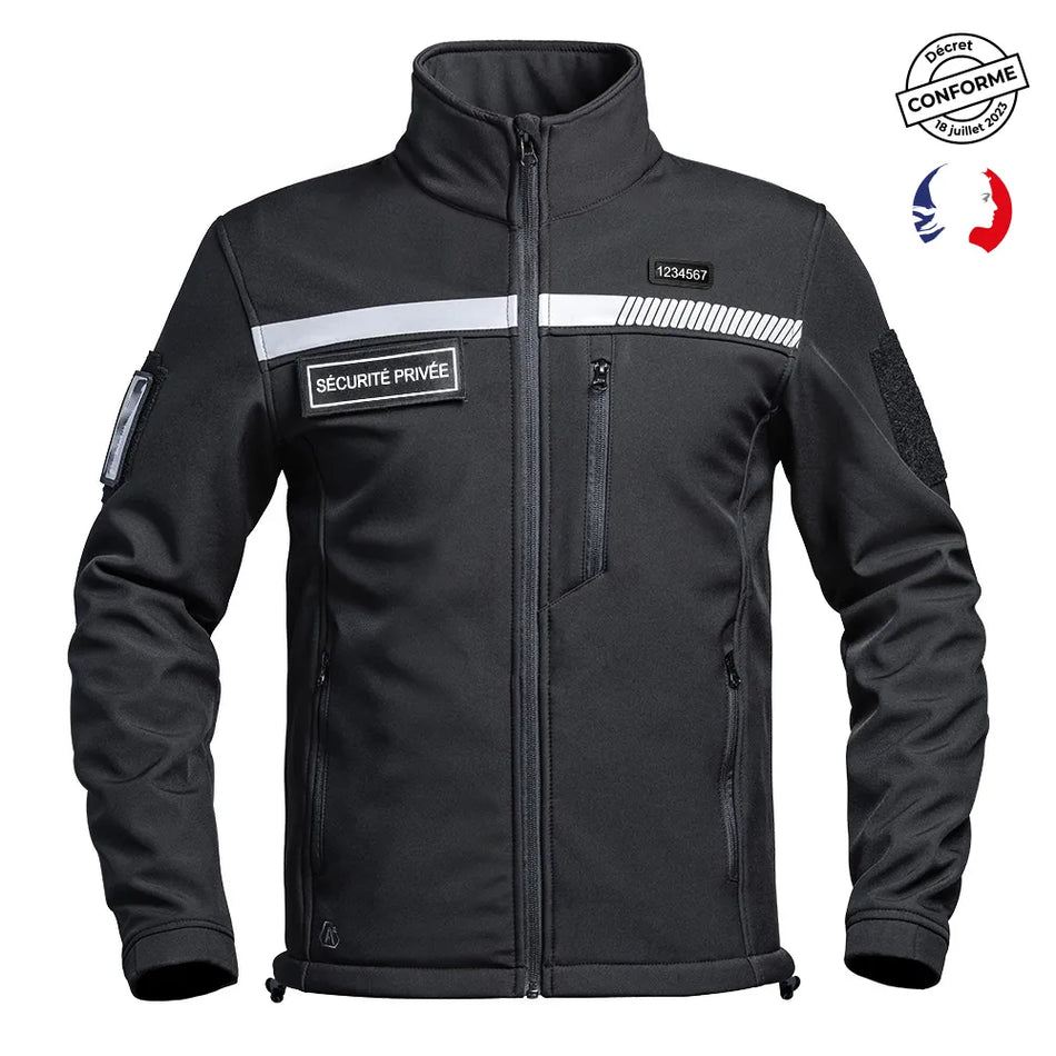 Veste Sécurité Privée Softshell SÉCU-ONE HV-TAPE noir